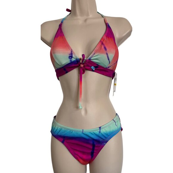 Lucky Brand Two Piece Bikini Set Size S/M Padded Adjustable Hipster $132 NWT - Picture 1 of 8